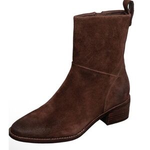 Antelope Omri O43 Coffee Brown Suede Ankle Boots Womens 38 Side Zip Block Heel